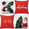 Christmas Throw Pillow Covers 18x18 in Set of 4 Decorations,Decorative Snowman Santa Pillow Case for Couch Sofa Winter Holiday Indoor Outdoor Home Red White Xams Decor